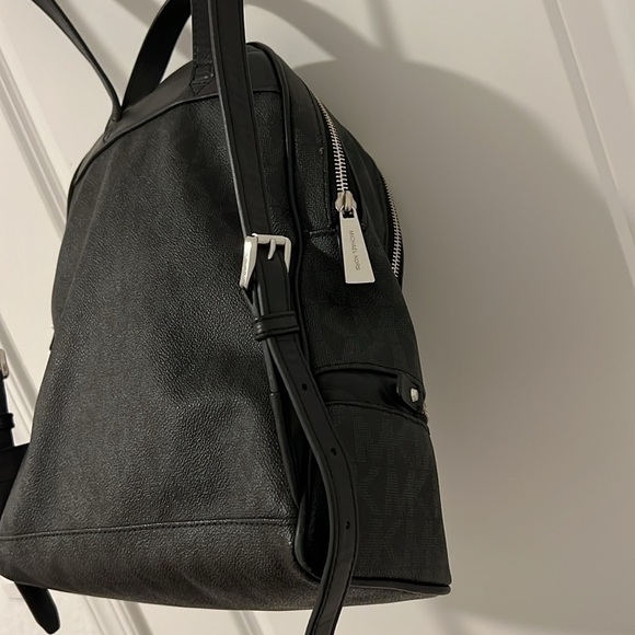 Michael Kors Rhea Medium Signature Backpack Handbag Black with Silver Hardware main image 14